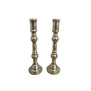 2‎ Vintage Ornate Brass Candlestick Holders  Etched Decorative Tabletop Decor